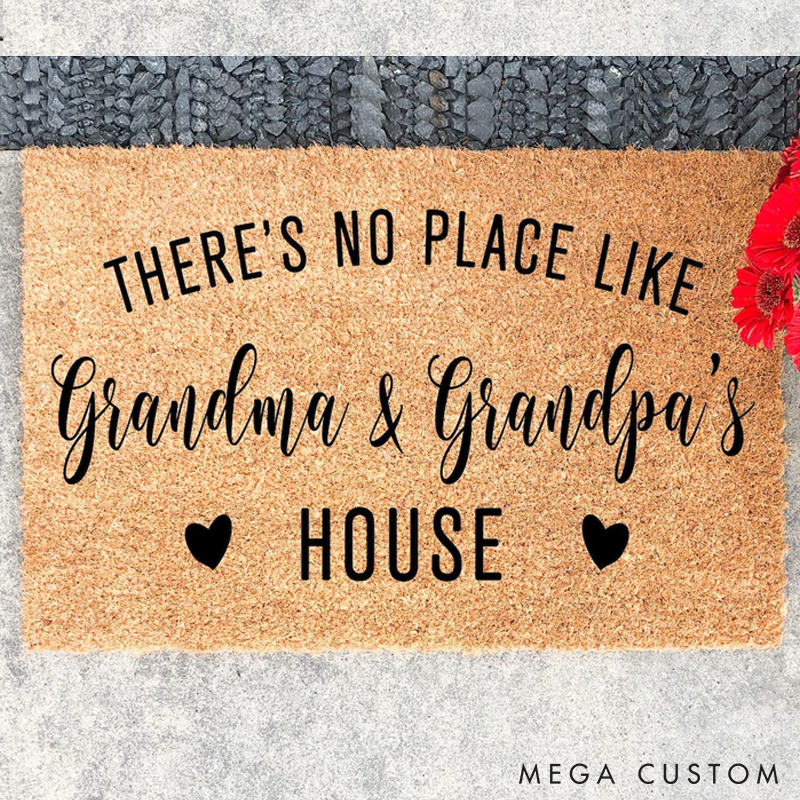 Personalized Gift for Grandparents Custom Grandparent Doormat Gift for Mom There's No Place Like Grandma and Grandpa's House
