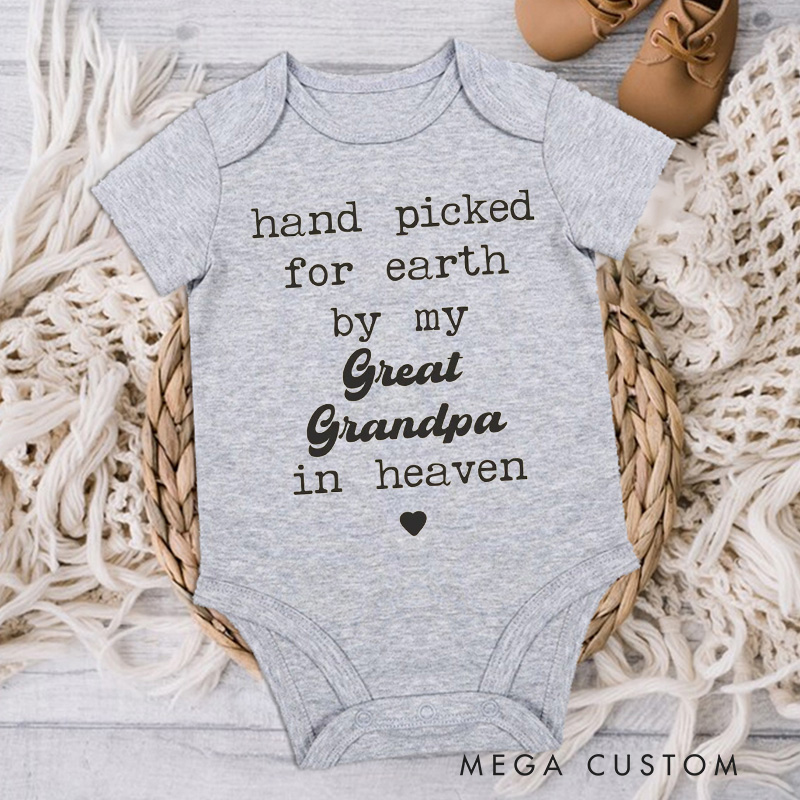 Personalized Handpicked from Heaven Onesie Baby Announcement Onesie Memorial Bodysuit Baby Shower Gift Newborn Onesie Heaven Sent Onesie New Baby Gift