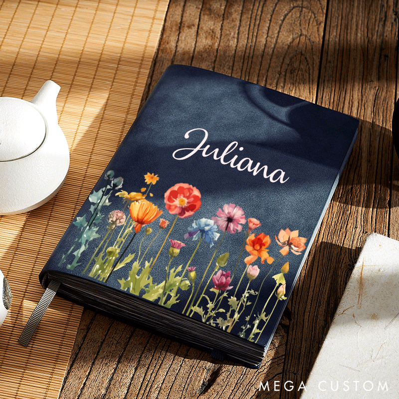 Personalized Wildflower Journal Custom Notebook For Women Hardcover Notebooks Floral Gratitude Journal Gift Wife Mom Girlfriend