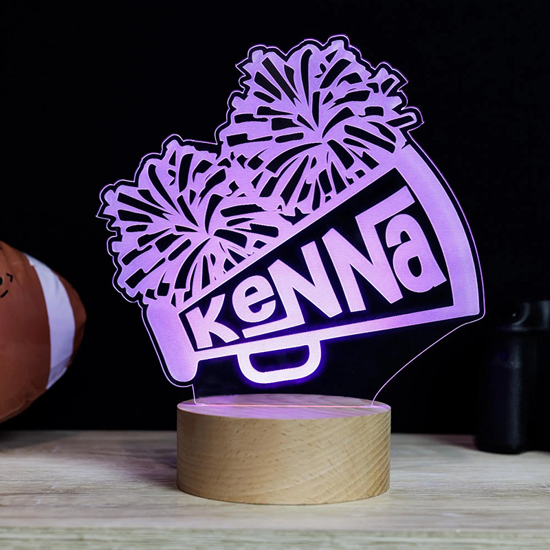 Personalized Cheer LED Night Light with Custom Player Name for Kid's Decor Lamp Birthday Gift