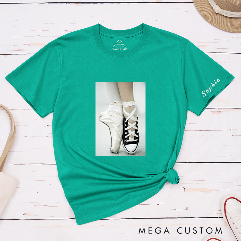 Personalized Ballet and Sneakers Classic T-Shirts Unique Custom Name Gift for Dancers and Dance Lovers Fashionable Casual Tee for Ballet Enthusiasts