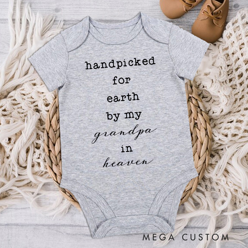 Personalized Handpicked for Earth by My Grandpa in Heaven Baby Bodysuit Baby Onesie Baby Announcement Baby Shower Gift Heaven Sent Onesie New Baby