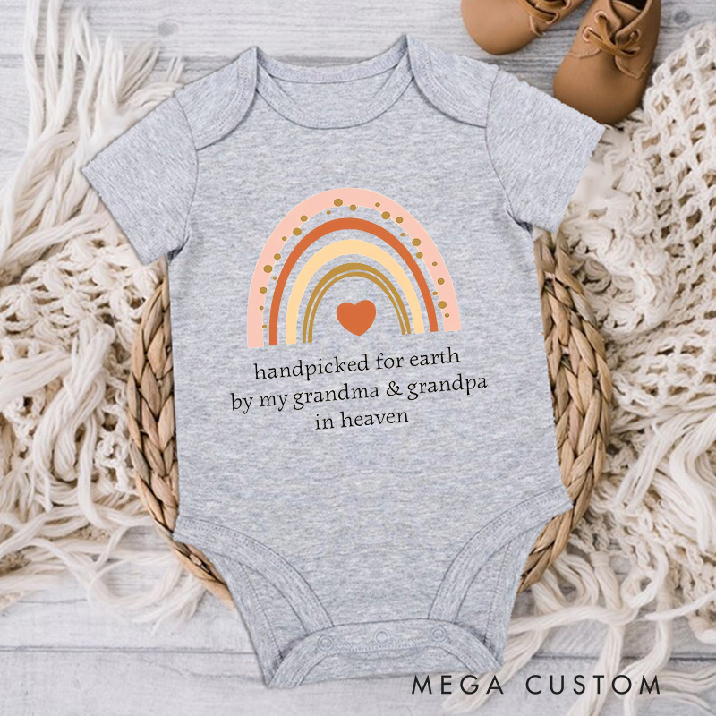 Personalized Onesie Handpicked for Earth by My Grandma and Grandpa in Heaven Custom Bodysuit Heaven Sent Onesie Baby Announcement Baby Shower Gifts