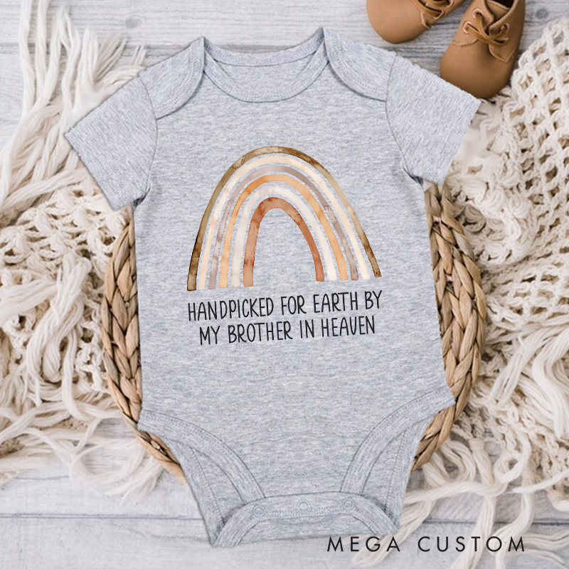 Personalized in Heaven Baby Onesie Handpicked For Earth by My Custom in Heaven Bodysuit Memorial Baby Announcement Heaven Sent Baby Shower Gift