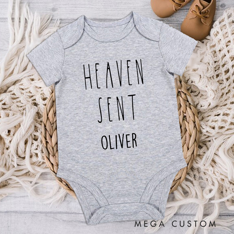 Personalized Heaven Sent Onesie with Baby Name Bodysuit Memorial Onesie Baby Announcement Onesie Bodysuit Baby Shower Gift Sentimental Baby Clothes