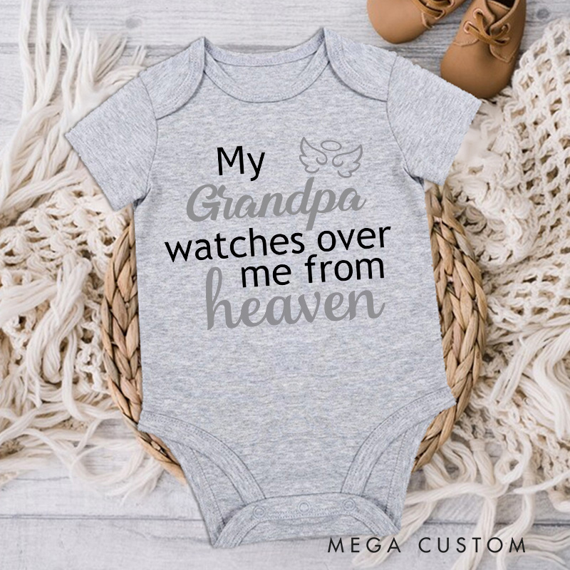 Personalized My Custom Name Watches over Me from Heaven Onesie Baby Bodysuit Heaven Sent Onesie Toddler Shirt Infant Shirt Custom Baby Shower Gift