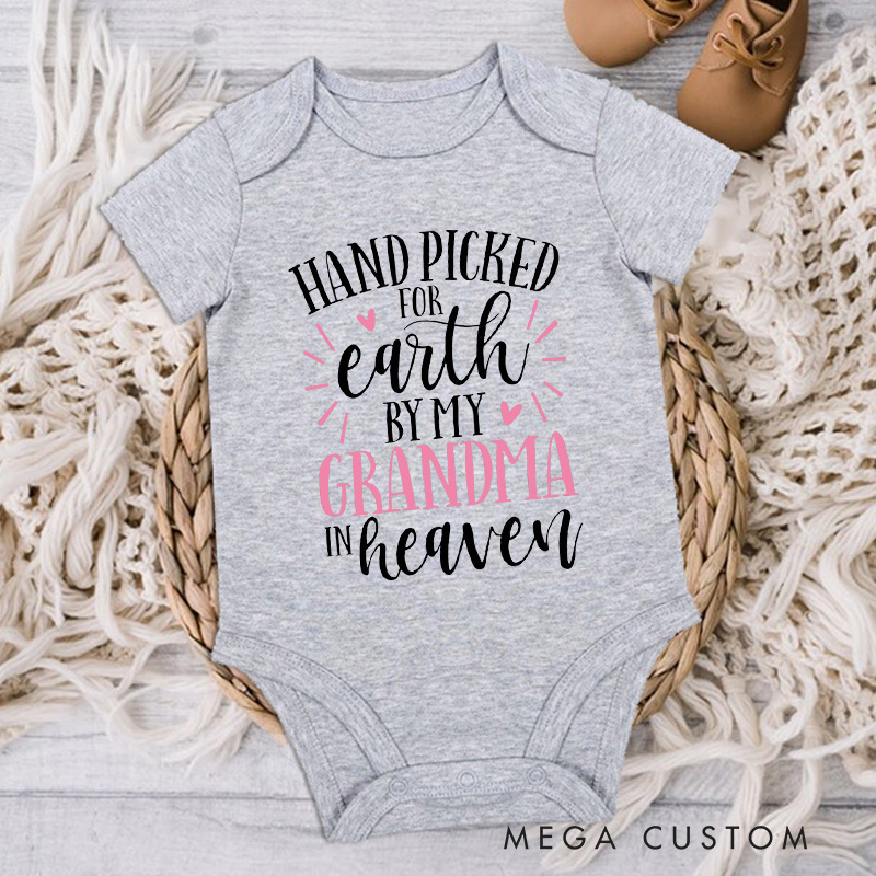 Personalized Hand Picked for Earth Onesie in Heaven Onesie Custom Heaven Sent Onesie Baby Announcement Bodysuit Baby Shower Gift In Memory of Bodysuit