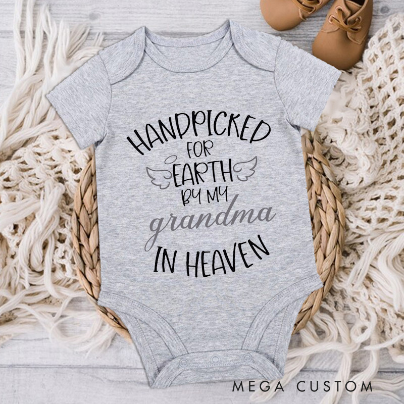 Personalized Handpicked for Earth Onesie Custom Heaven Sent Baby Bodysuit in Heaven Onesie Baby Onesie Announcement Onesie Baby Shower Gift New Baby