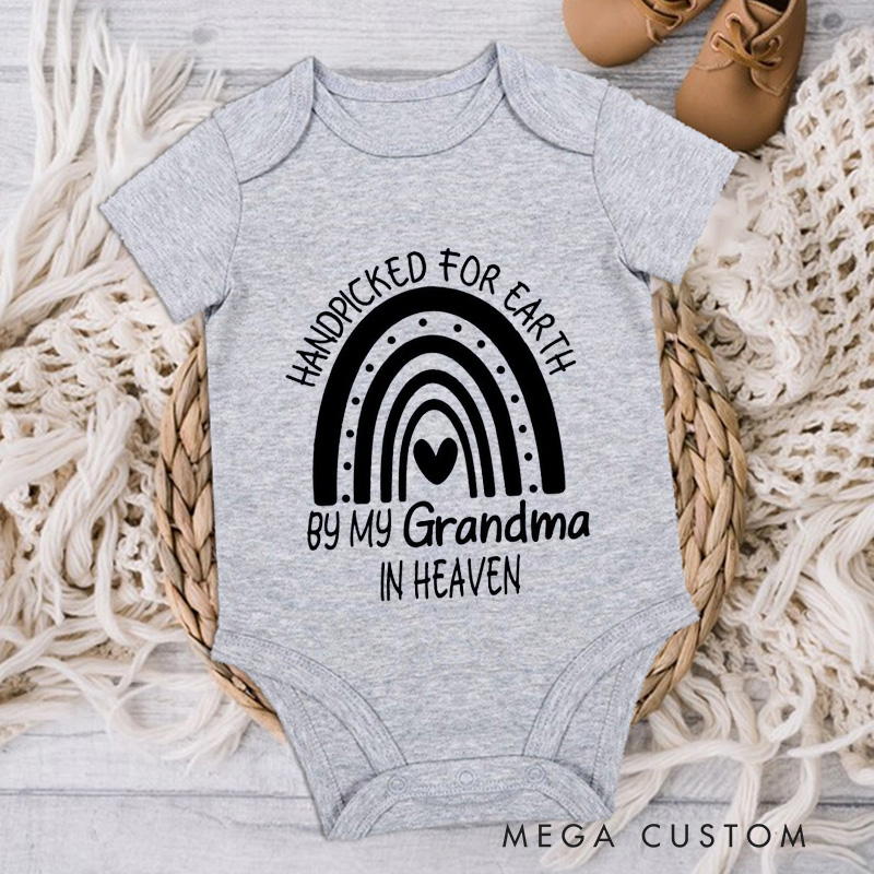 Personalized Handpicked for Earth Onesie Heaven Sent Bodysuit in Heaven Onesie Baby Announcement Onesie New Baby Gift Baby Shower Gift