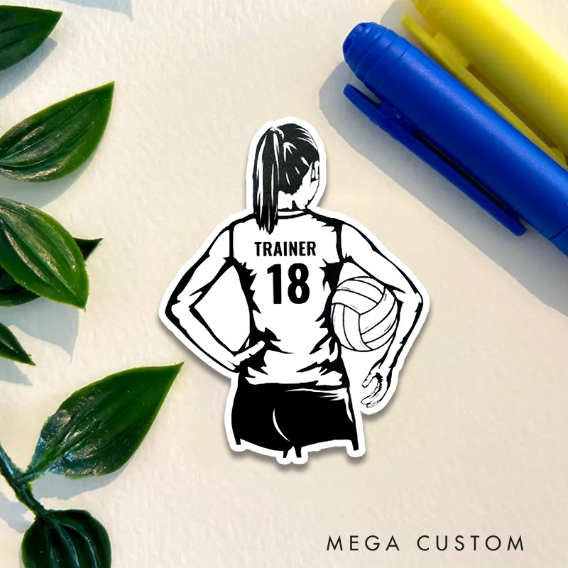 Personalized Volleyball Player Decal Sticker with Custom Player Name and Number on the back