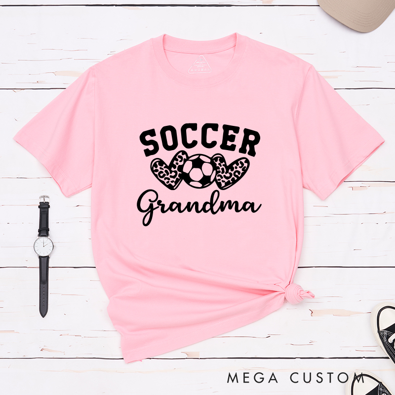 Personalized Soccer Leopard Heart T-Shirt with Custom Text