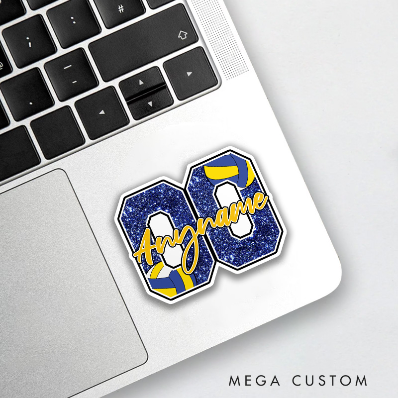 Personalized Volleyball Sticker Glitter Name and Nmuber for Gatherings and Celebrations