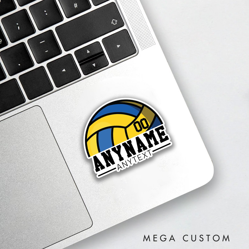 Personalized Volleyball Sticker with Custom Player Name, Jersey Number and Text