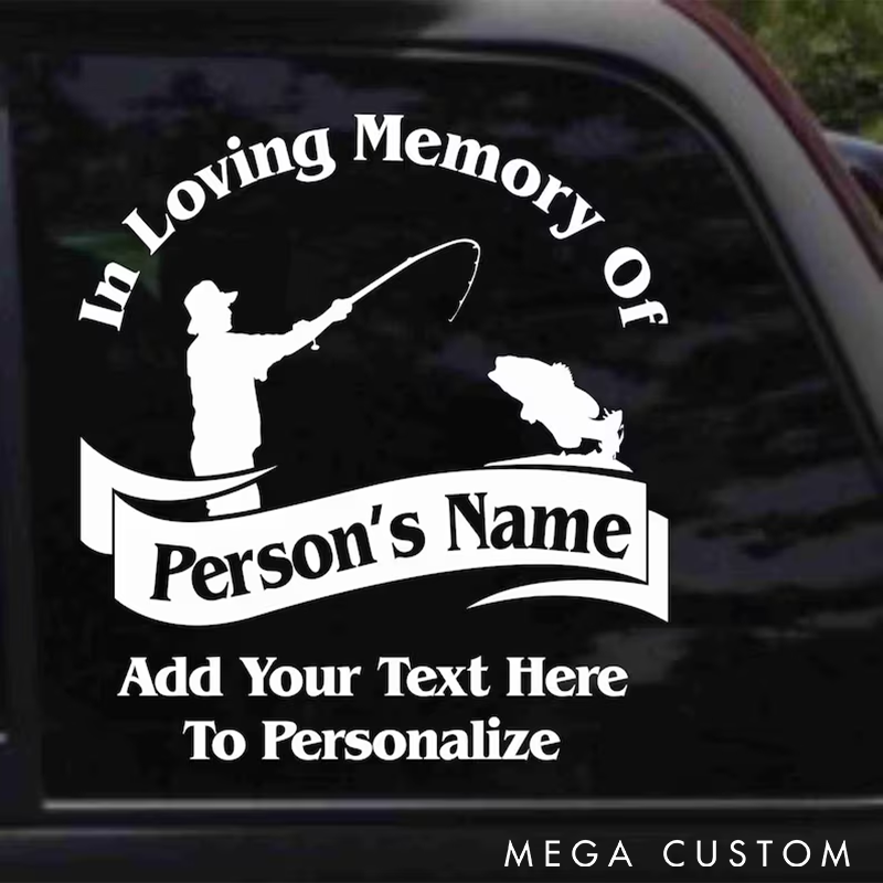 Personalized Fishing Memorial Sticker Fishing Decal Sticker Durable and Waterproof Tribute for Honoring Fishing Enthusiasts