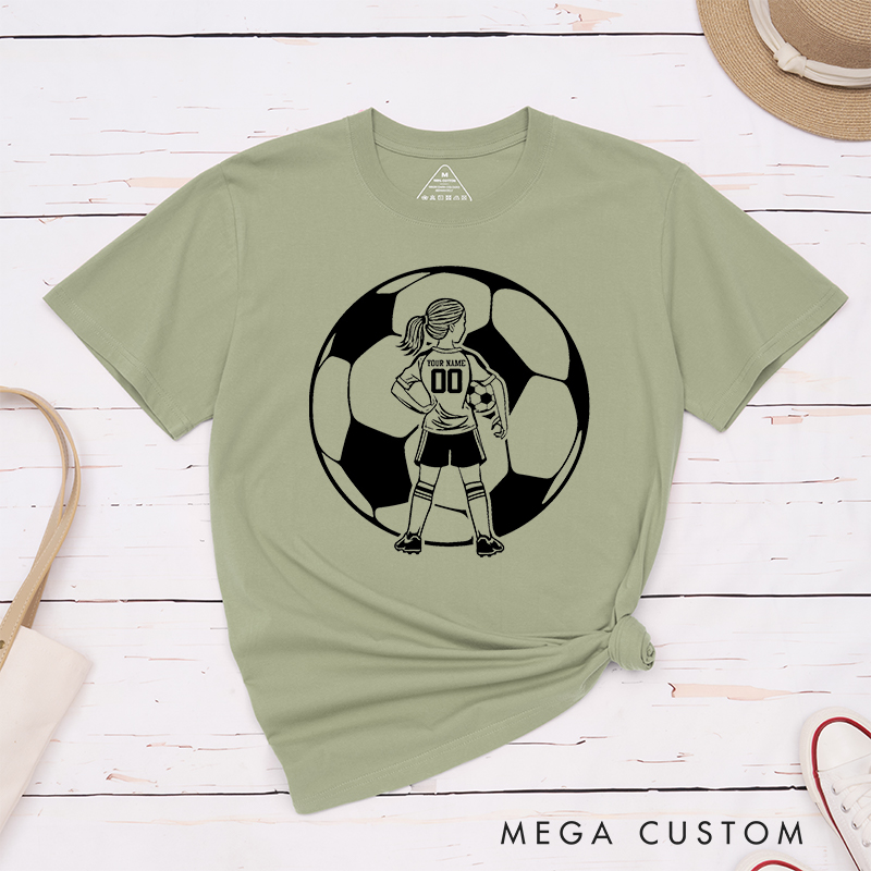 Personalized Soccer T-Shirt for Girls with Custom Name and Number