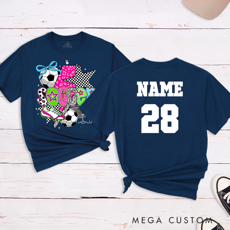 Personalized Star-Themed Soccer T-Shirt with Custom Name and Number