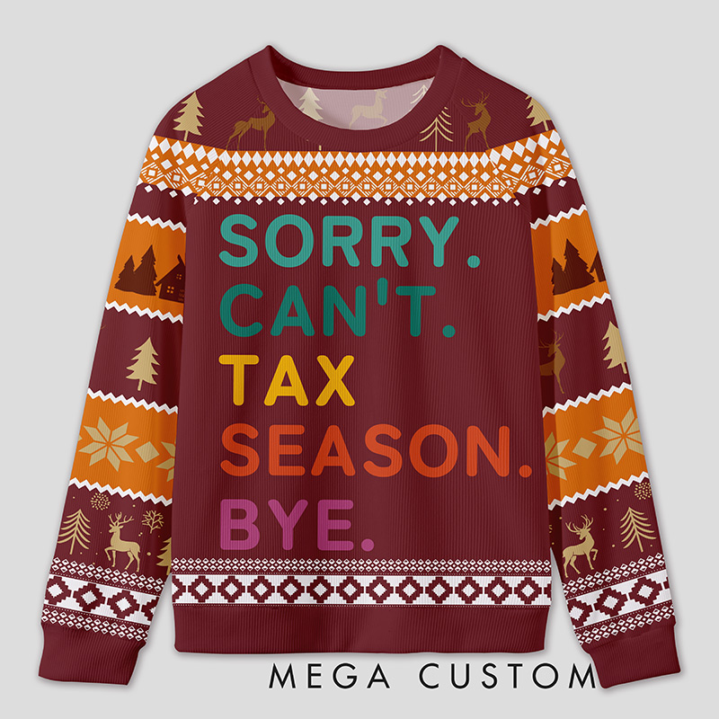 Personalized Tax Season Survival Humor Ugly Sweater Office Holiday Party Gift for Accountants