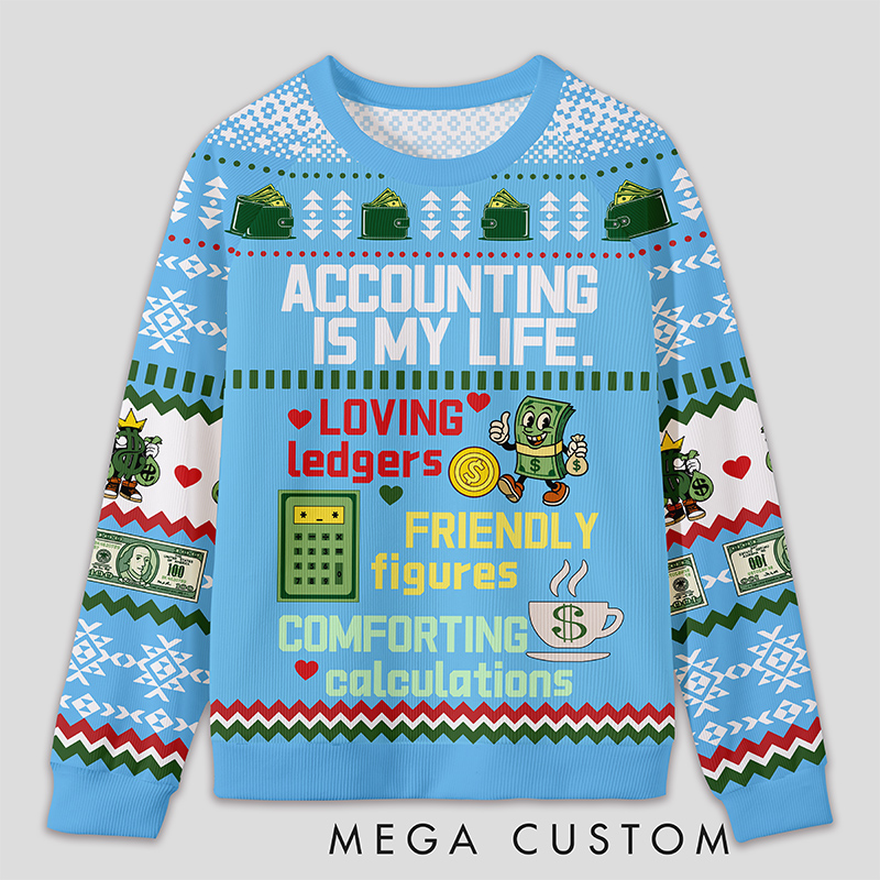 Personalized Accounting Humor Funny Ugly Sweater Office Holiday Party Gift for Finance Pros