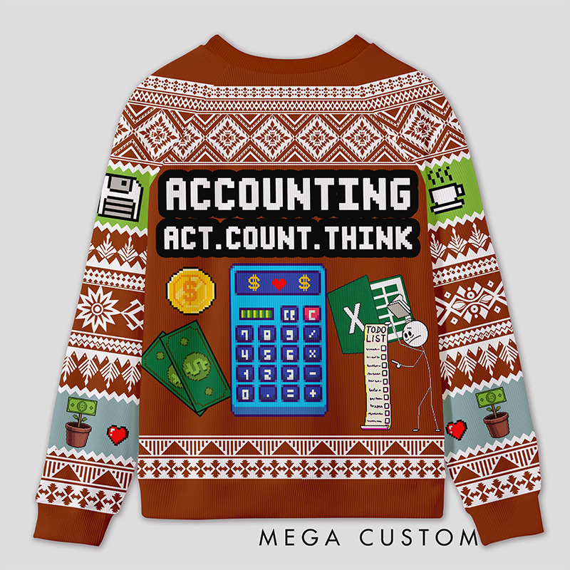 Personalized Math Competition Humor Ugly Sweater Office Holiday Party Gift for Accountants