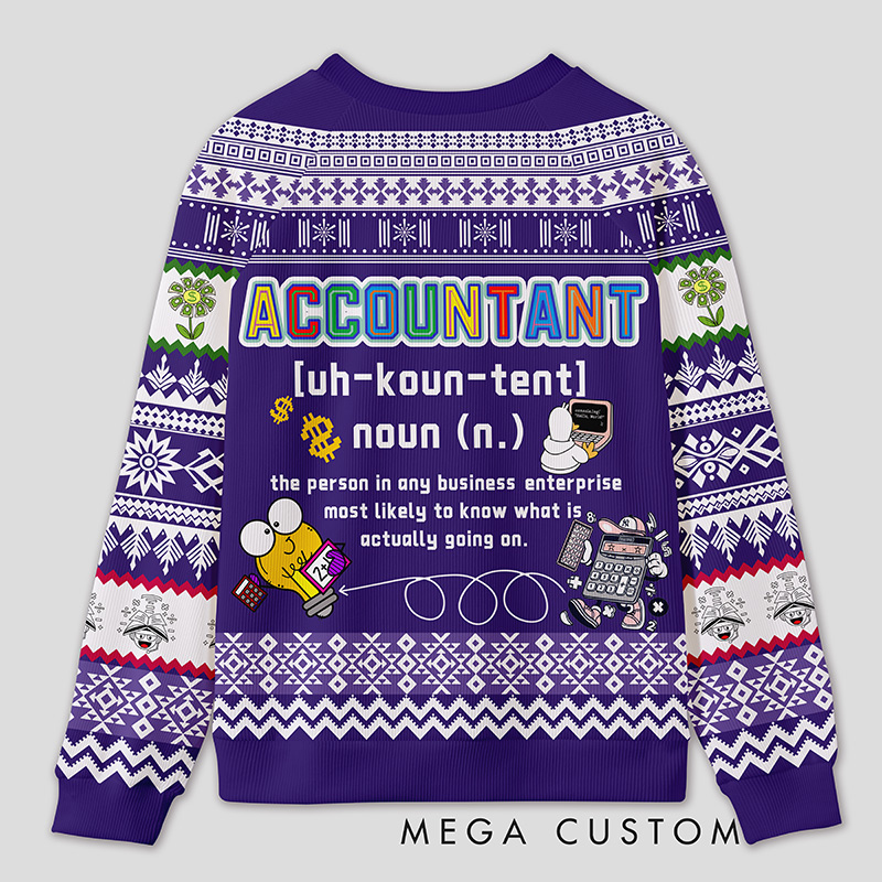 Personalized Energetic Accounting Funny Ugly Sweater Office Holiday Party Gift for Finance Pros