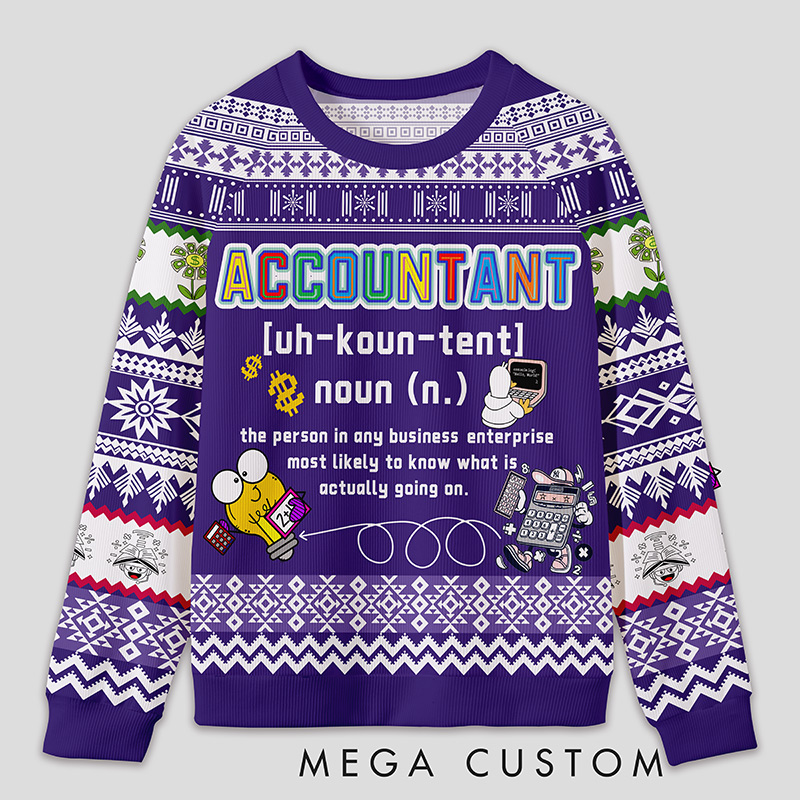 Personalized Energetic Accounting Funny Ugly Sweater Office Holiday Party Gift for Finance Pros