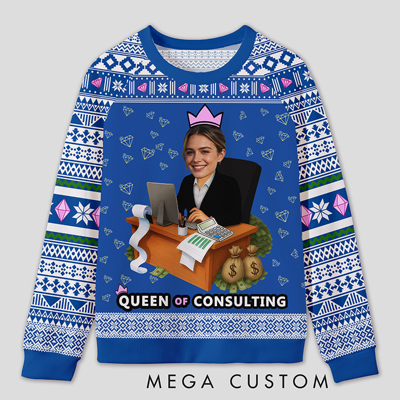 Personalized Accounting Queen Funny Ugly Sweater Office Holiday Party Gift for Finance Divas