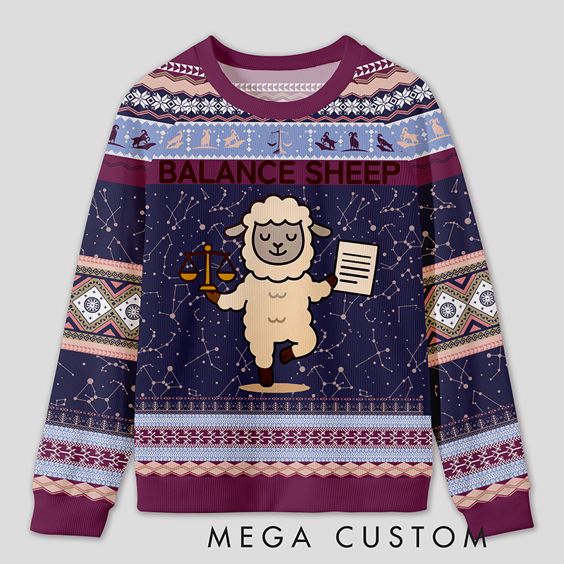 Personalized Enigmatic Sheep Humor Ugly Sweater Office Holiday Party Gift for Accountants