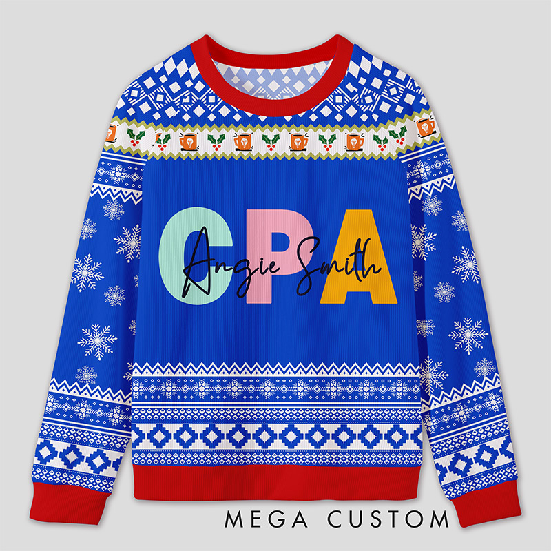 Personalized Certified Accountant Celebration Funny Ugly Sweater Festive Gift for Finance Pros