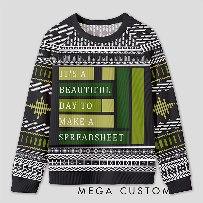 Personalized Spreadsheet Geek Humor Ugly Sweater Office Holiday Party Gift for Accounting Professionals