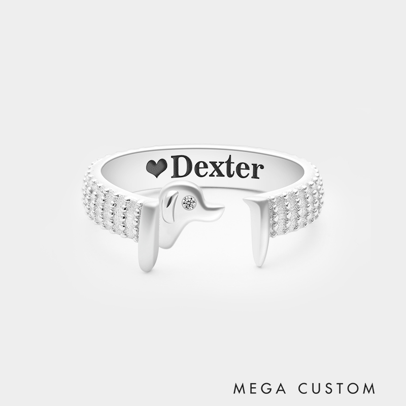 Personalized Sterling Silver Dog-Shaped Open Ring Necklace Necklace 925 Sterling Silver Gifts for Her
