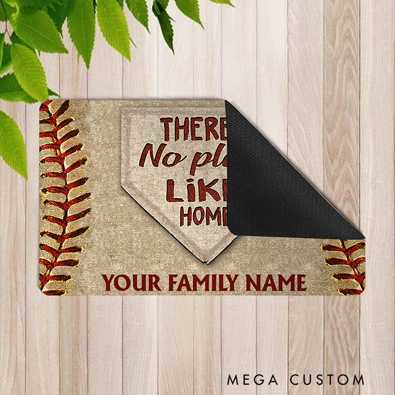Personalized "THERE'S No plate Like HOME" Softball Doormat with Custom Name
