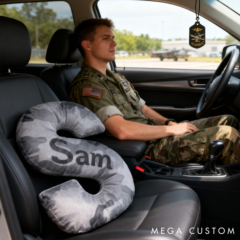 Personalized Camo Throw Pillow Initial Shaped Pillow Custom Throw Pillow with Name Military Style Pillow Gift for Men Boys Military Adventure-Themed Gifts