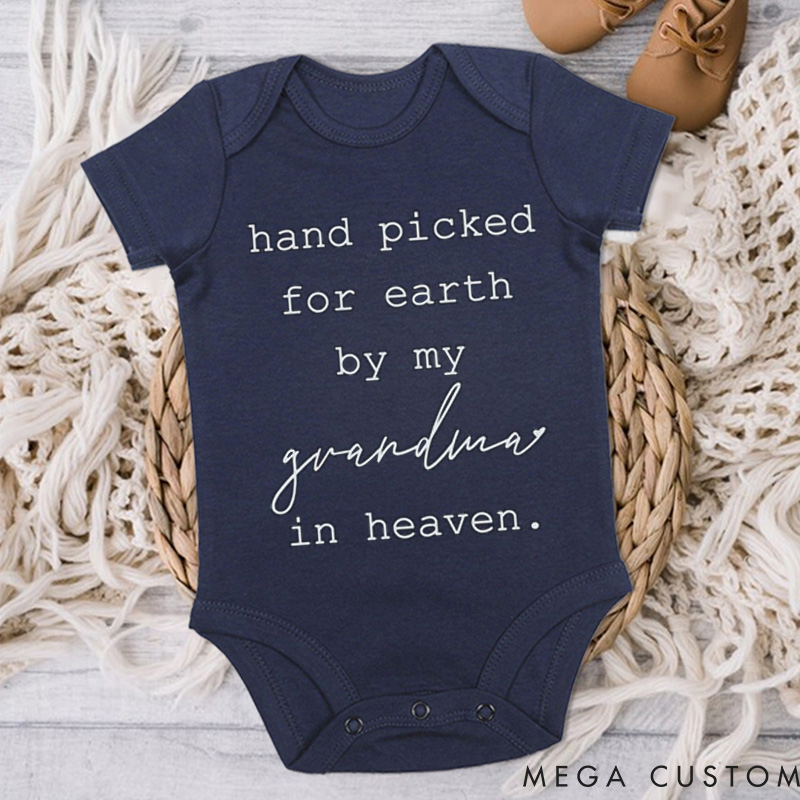 Personalized Handpicked for Earth Onesie in Heaven Onesie Custom Baby Bodysuit Heaven Sent Onesie Baby Announcement Onesie  Baby Shower Gift New Baby