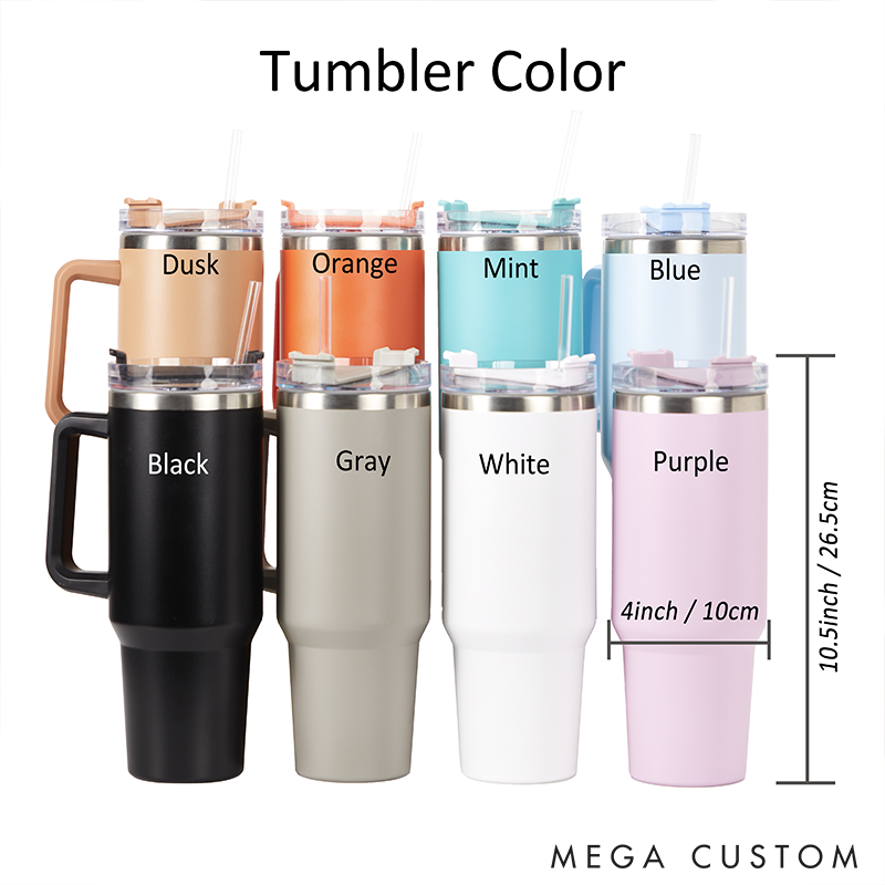 Personalized 40oz Tumbler with Handle Custom Name Travel Mug with Straw and Lid Insulated Cup for Coffee  Gifts for Her