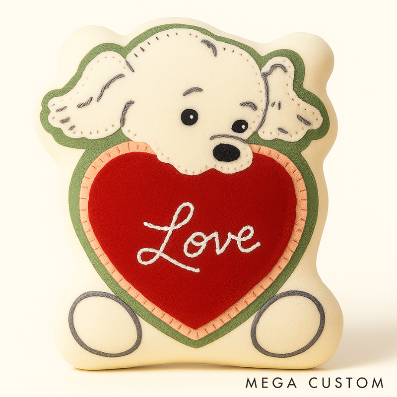 Personalized Cute Dog Throw Pillow Plush Heart Cushion Decorative Gift for Kids Couples and Pet Lovers