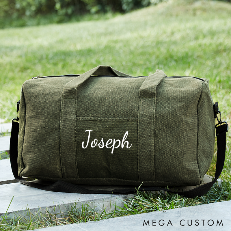 Personalized Canvas Duffle Bag for Him Weekender Bag Custom Canvas Duffle Bag Luggage Bag Gift For Him