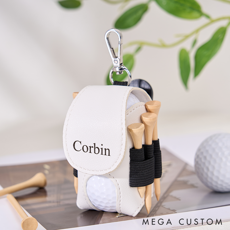 Personalized Golf Ball Holder Custom Golf Ball Bag Leather Golf Ball Bag Golf Ball Pouch Christmas Gift for Him