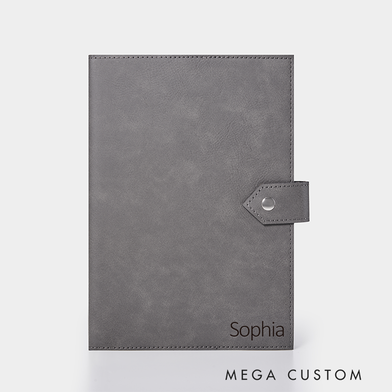 Personalized Leather Notebook with Name Custom Journal with Snap Closure Gift for Professionals Students and Writers  