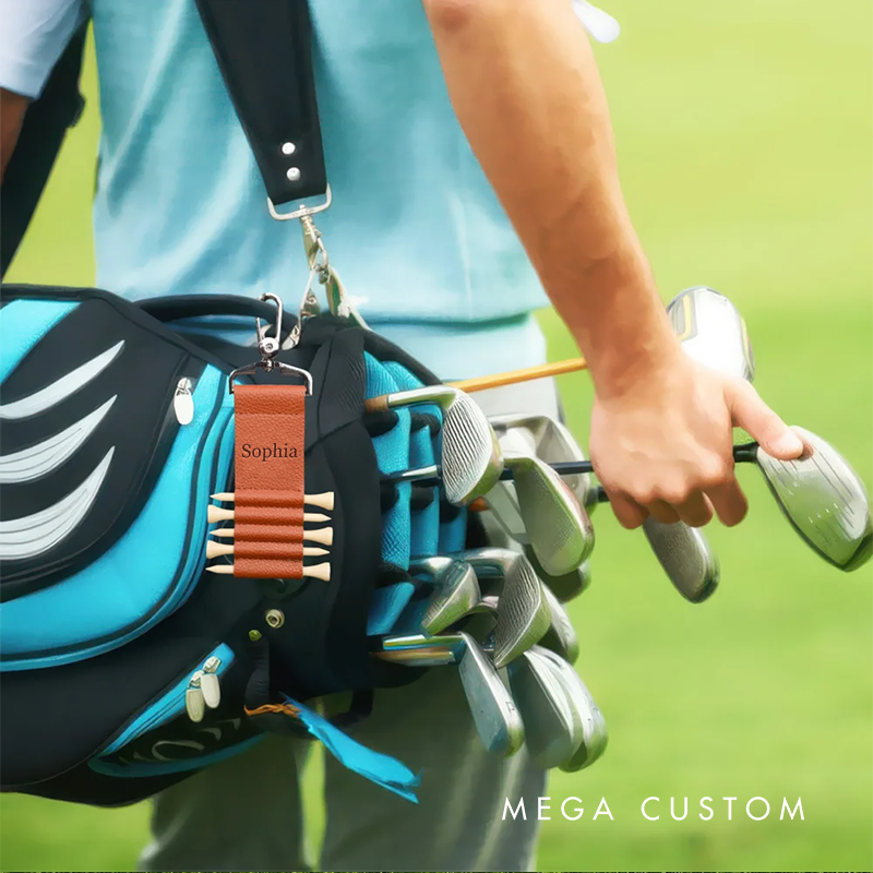 Personalized Leather Golf Tee Holder with Custom Name Portable Accessory for Golf Enthusiasts  