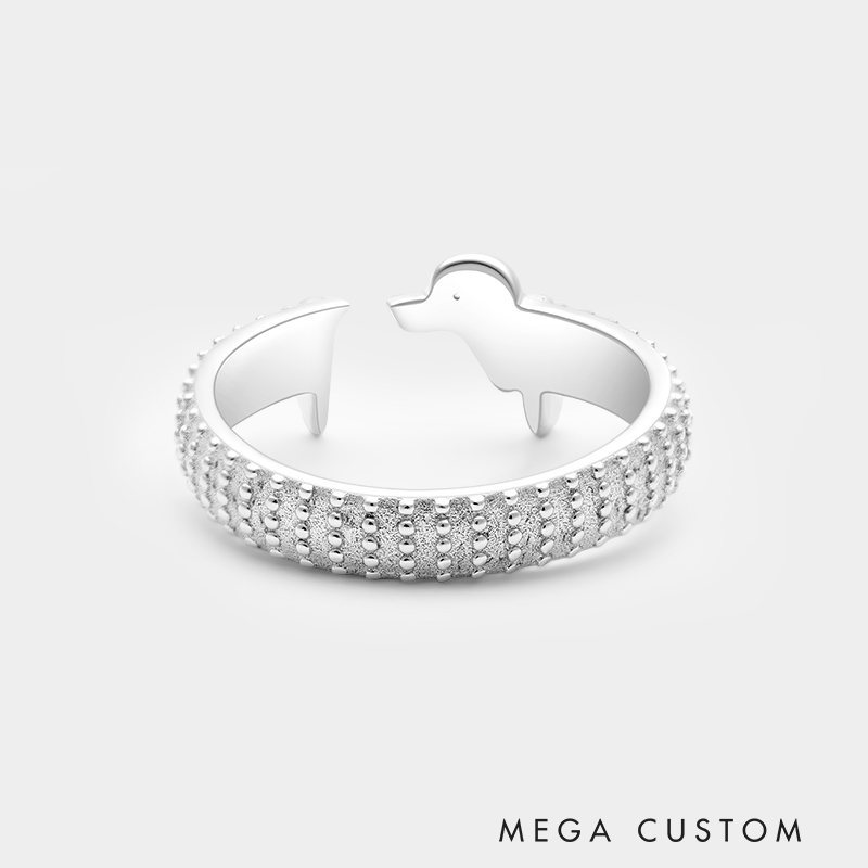 Personalized Sterling Silver Dog-Shaped Open Ring Necklace Necklace 925 Sterling Silver Gifts for Her