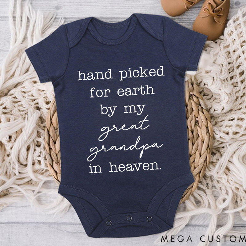 Personalized Baby Onesie Handpicked for Earth by My Great Grandpa Grandma in Heaven Onesie Bodysuit Heaven Sent Onesie New Baby Gift Baby Shower Gift