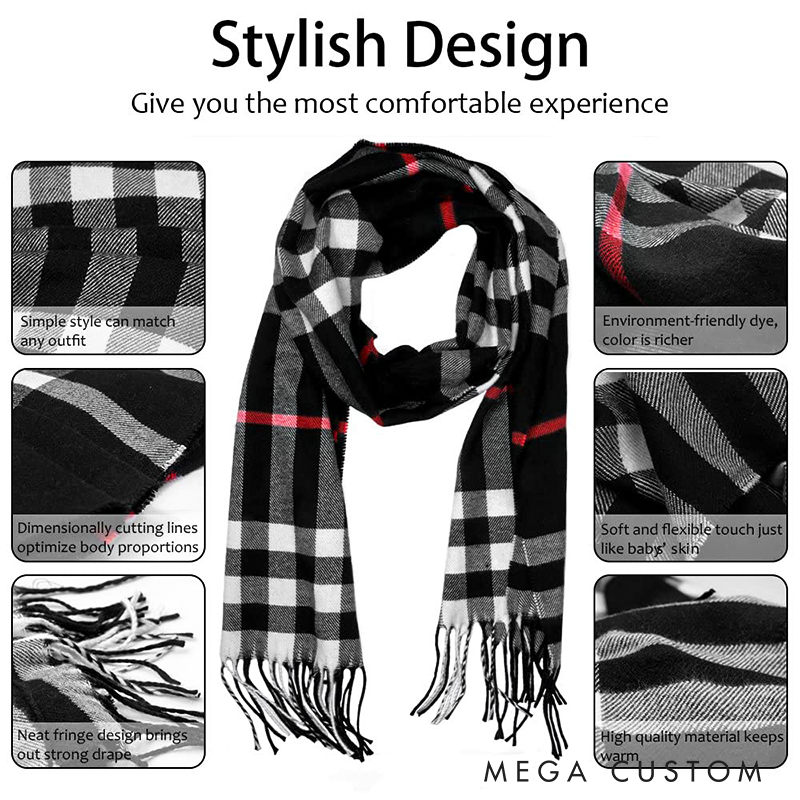 Personalised Name Embroidered Scarf for Men Custom Monogram Scarf Winter Long Scarves Gifts for Boyfriend Dad Husband