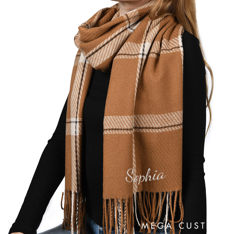 [Copy]Personalised Name Embroidered Scarf for Men Custom Monogram Scarf Winter Long Scarves Gifts for Boyfriend Dad Husband