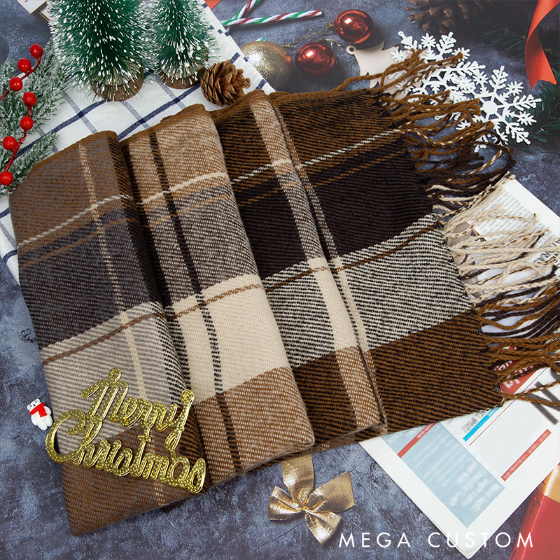 Personalised Name Embroidered Scarf for Men Custom Monogram Scarf Winter Long Scarves Gifts for Boyfriend Dad Husband