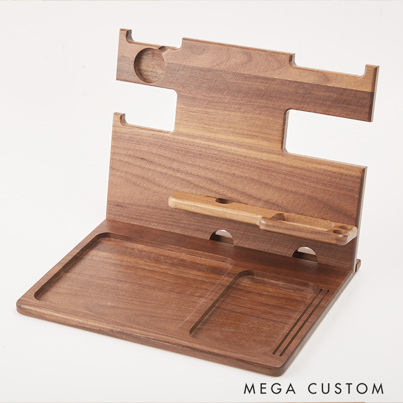 Personalized Wood Docking Station with Name Custom Wood Phone Docking Station Desk Organizer Engraved Phone Stand Phone Docking Station Gift for Dad Boyfriend Husband