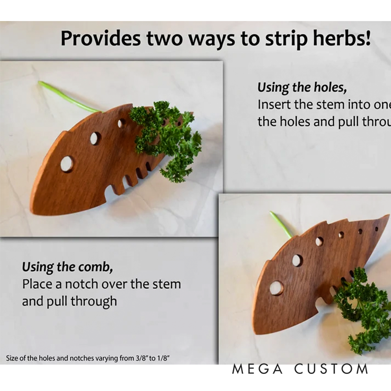  Personalized Leaf Stripper Custom Herb Stripper Remover Kitchen Gadget Tool Chef Gift Wooden Cooking Christmas Gift Stocking Stuffer