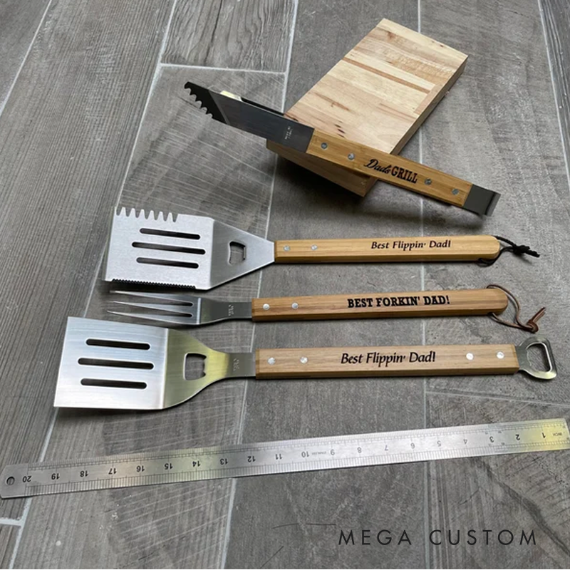 Personalized Bbq Spatula Or Tool Set Christmas Gift For Dad Or Stepdad Grilling Accessories For Grandpa Grill Gift For Guys Gift Idea