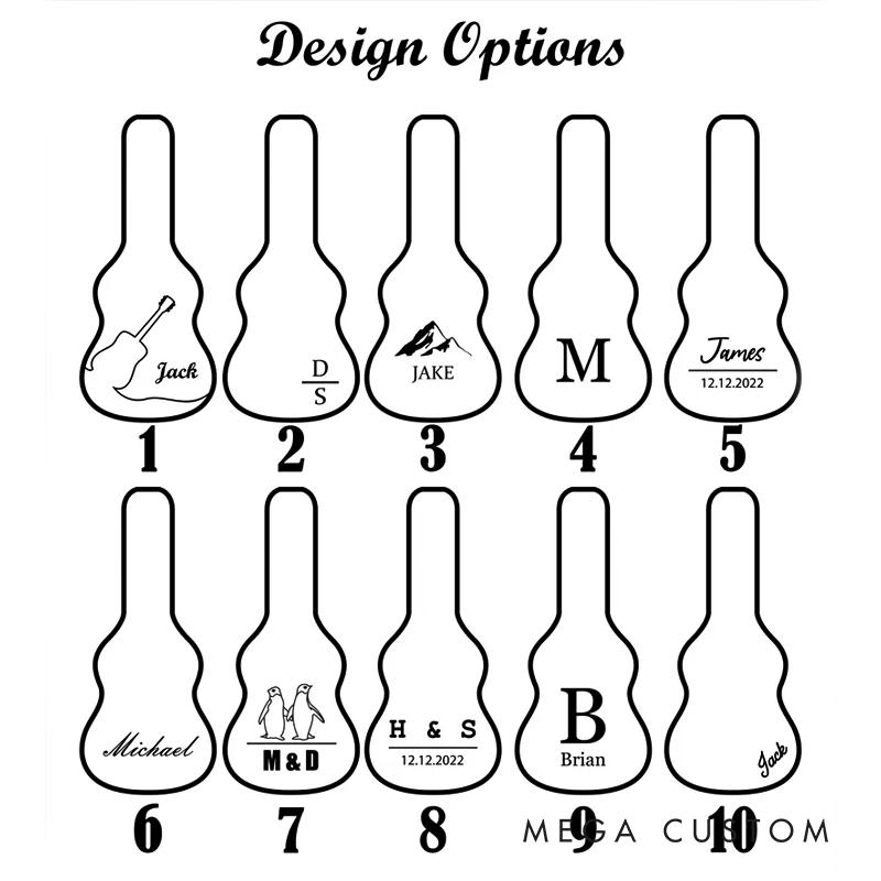 Personalized Wooden Guitar Pick Holder Set Engraved Musician Gift for Christmas