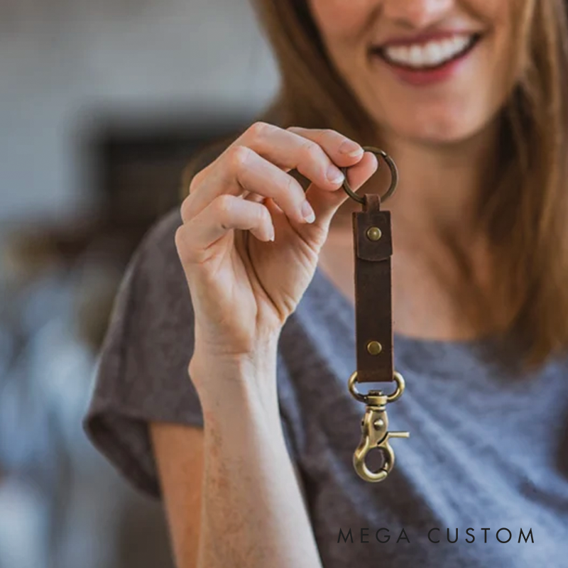 Personalized Leather Keychain Customized Keyfob Leather Keychain With Trigger Snap Wedding Giveaway Gift For Him
