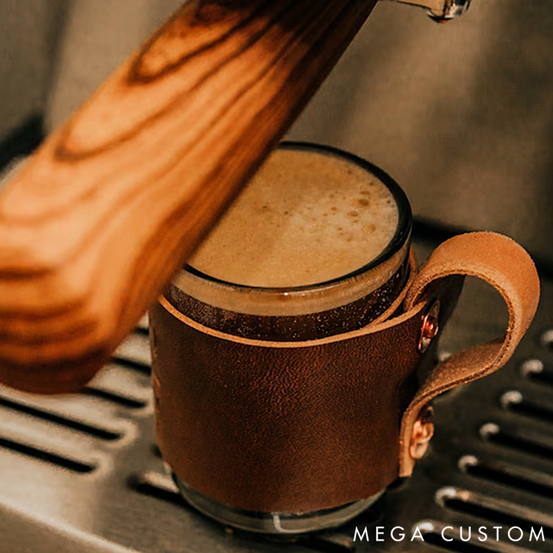 Espresso Cup Handmade Glass with Leather Wrap